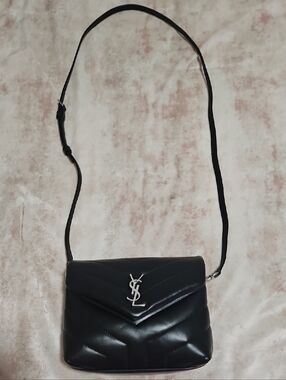Saint Laurent Toy Loulou crossbody bag, black calfskin w/ silver hardware
